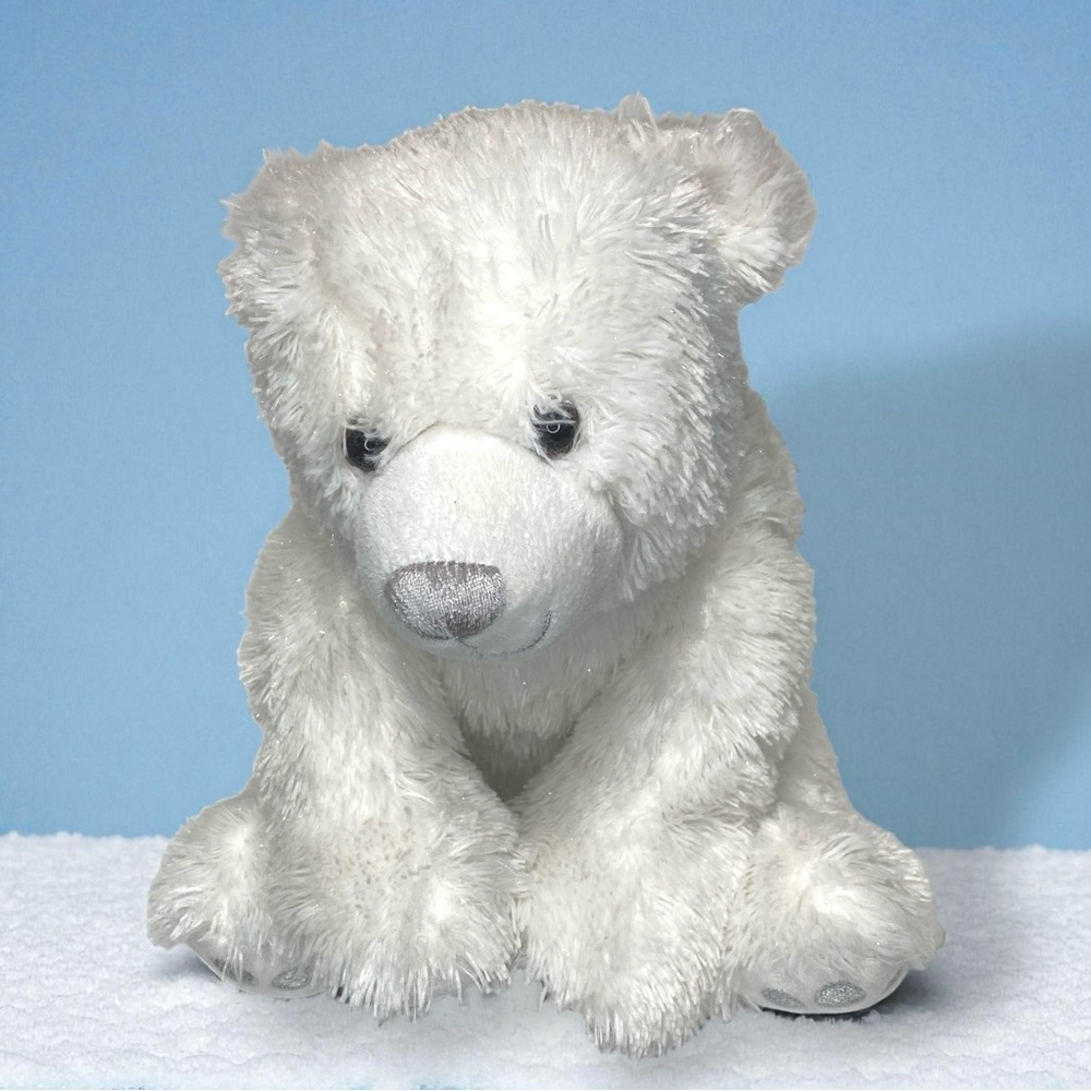 Build A Bear BABW Arctic Polar Bear Plush White Sparkle Embroidered Snowflake